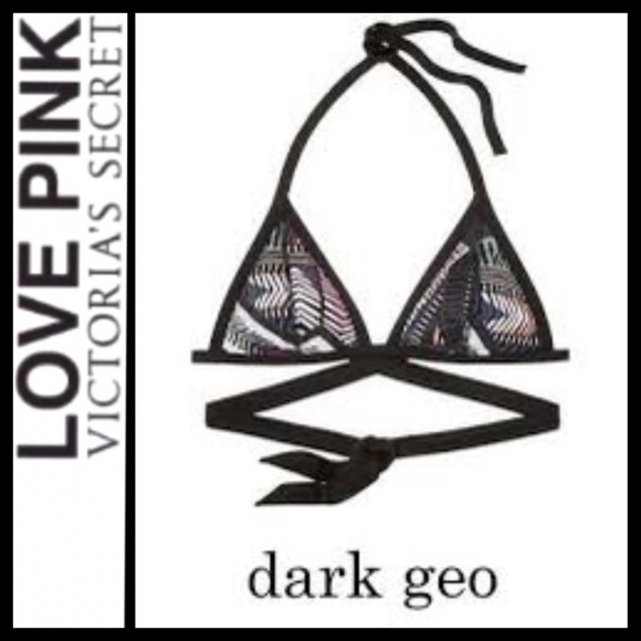 NWT VS PINK Dark Geo Triangle Wrap Bikini Top - Picture 2 of 8